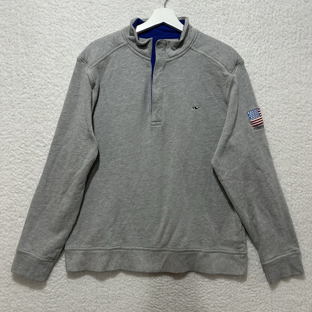 Vineyard Vines Snap T Pullover Gray Cotton Blend Sweater Men's Size L